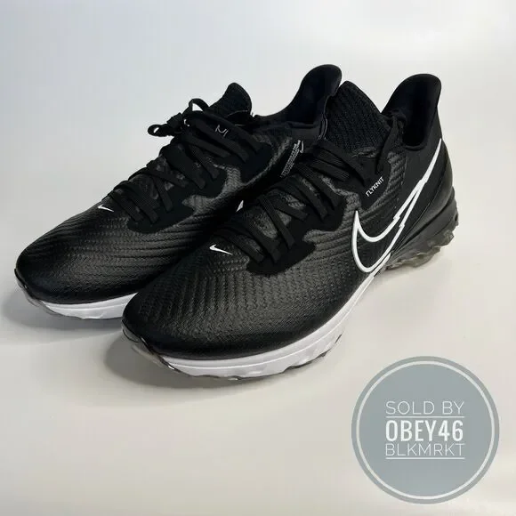 Nike Air Zoom Infinity Tour Flyknit Black White Golf Shoes CT0540-077 Sz 9.5